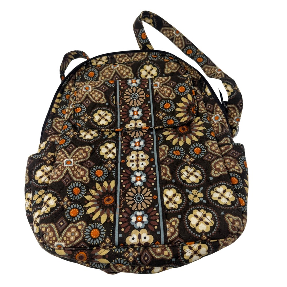 Vera Bradley Backpack Womens Medium Brown Canyon Floral Quilted Cotton
